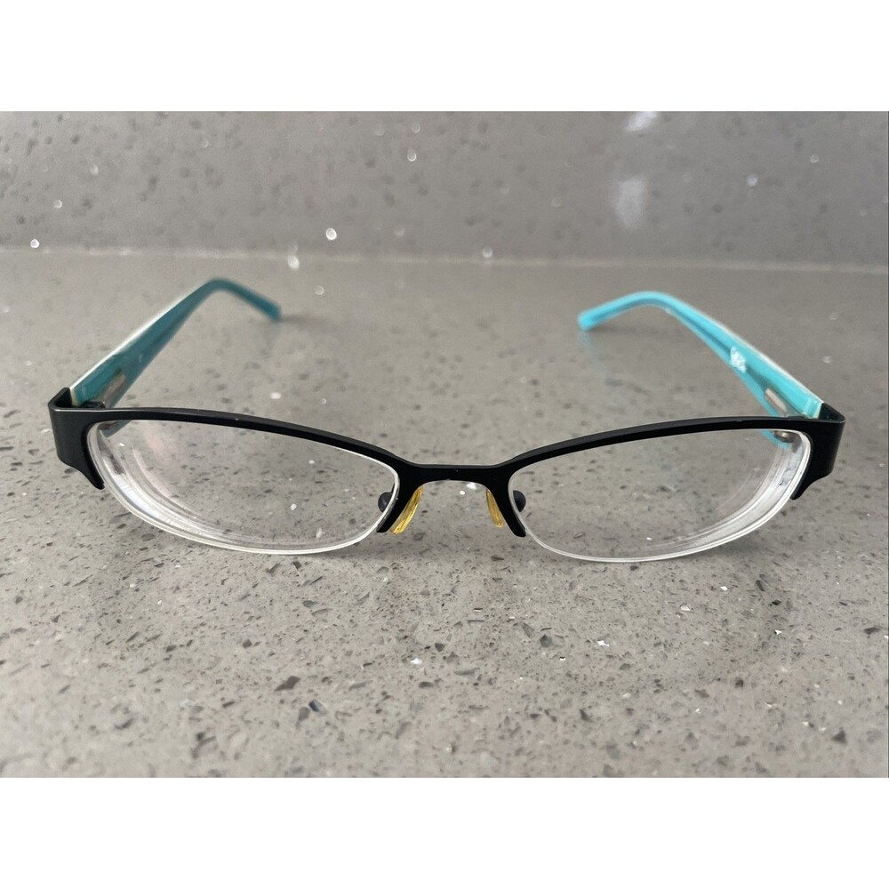CHELSEA MORGAN Eyeglasses Frames ONLY Aqua Zebra Stripe HALF RIM 51-17-135